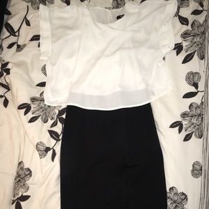 H&M black and white fitted dress